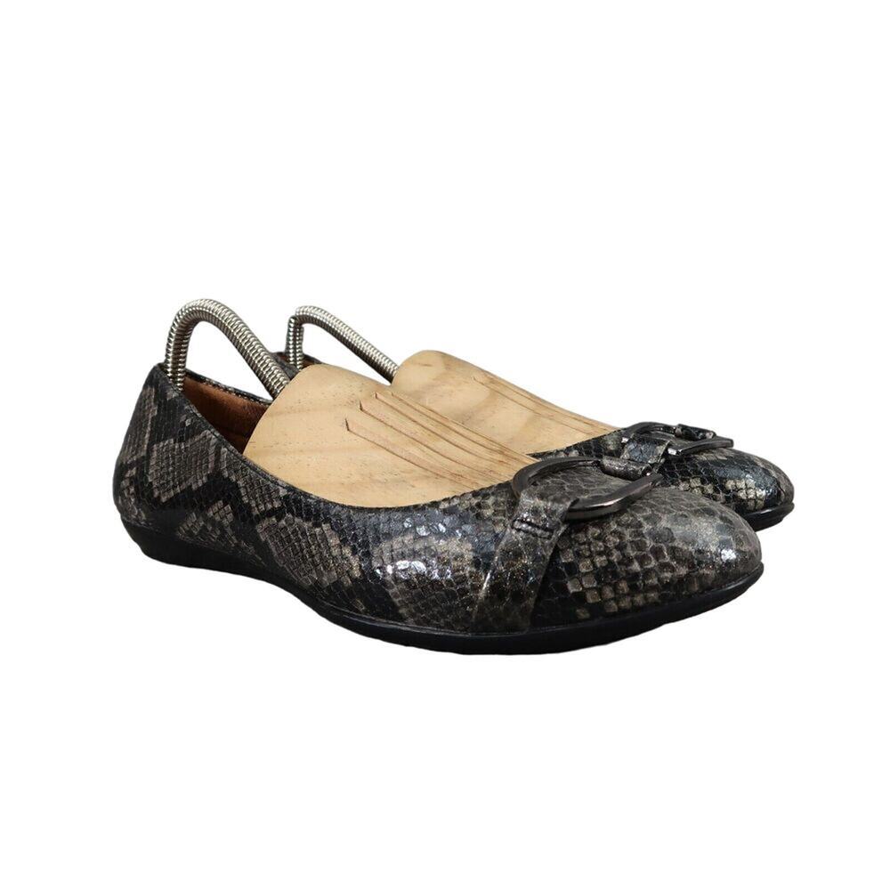 EuroSoft Shoes Womens 8.5 Flats Fashion Ballet Beverly Dark Grey Snake Career